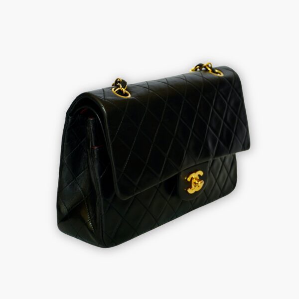 Pre-loved Chanel Classic Flap Handbag - Black lambskin - Eclate Shop