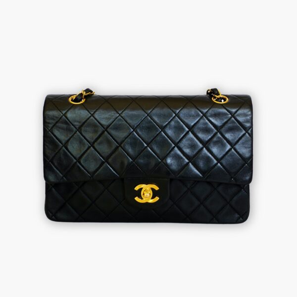 Pre-loved Chanel Classic Flap Handbag - Black lambskin - Eclate Shop