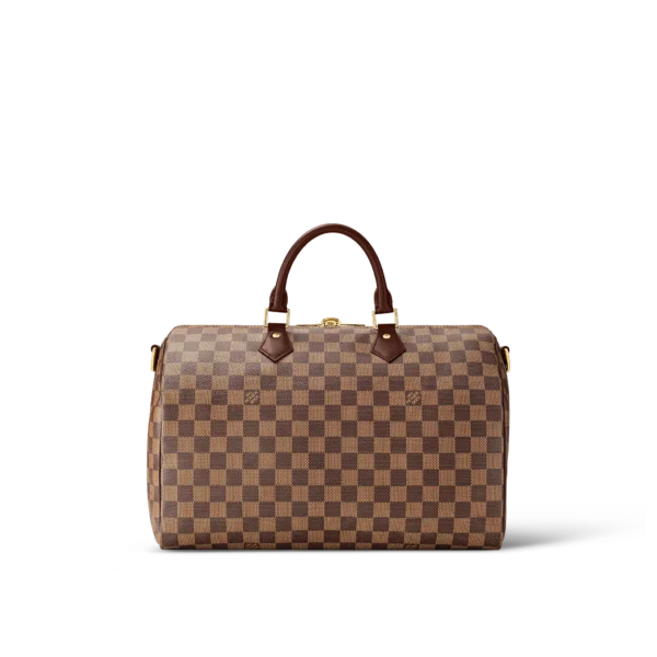 louis vuitton speedy bandouliere 35 damier ebene canvas handbags N41366 PM1 Back view