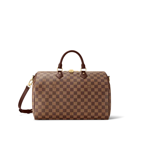 louis vuitton speedy bandouliere 35 damier ebene canvas handbags N41366 PM2 Front view